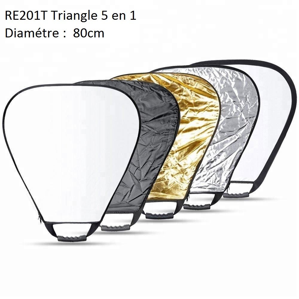 Réflecteur 5 en 1 triangulaire avec poignée diamètre 80 cm